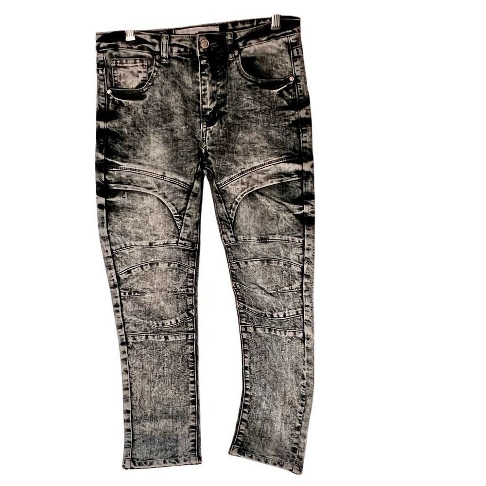 Refinery Republic Moto Youth Jeans Acid Wash Grey Black  Size 12 12 26x25